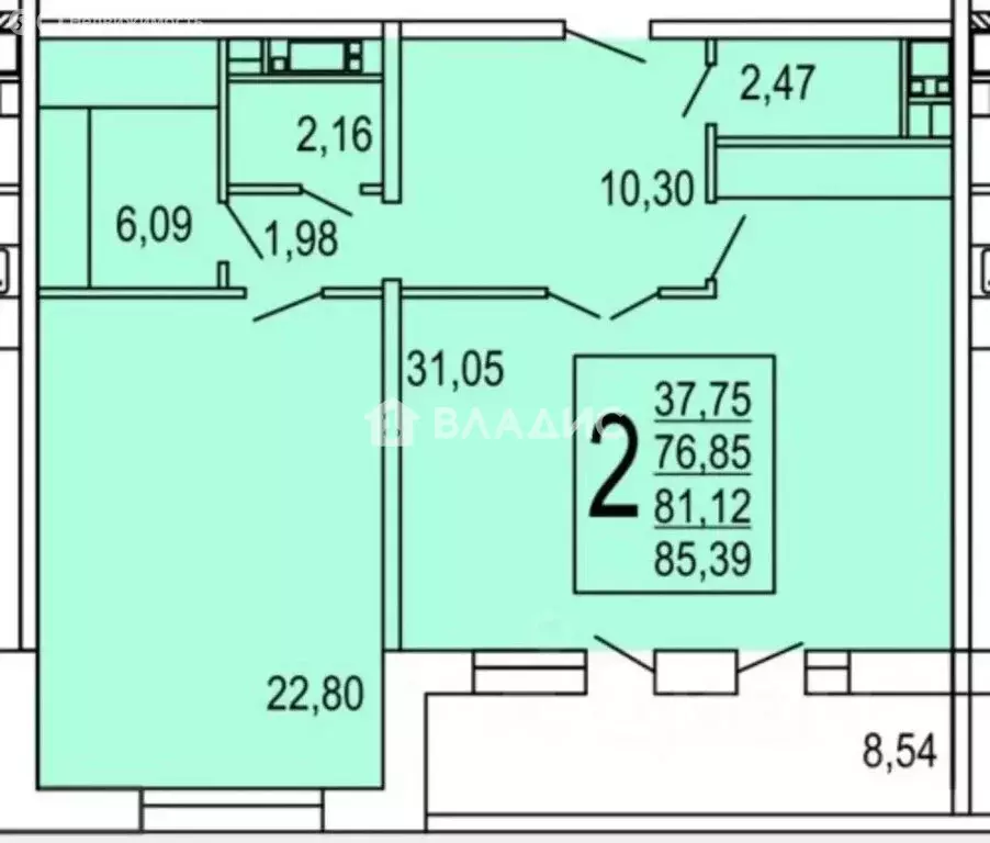 2-комнатная квартира: Москва, Новогиреевская улица, 5 (77 м) - Фото 1