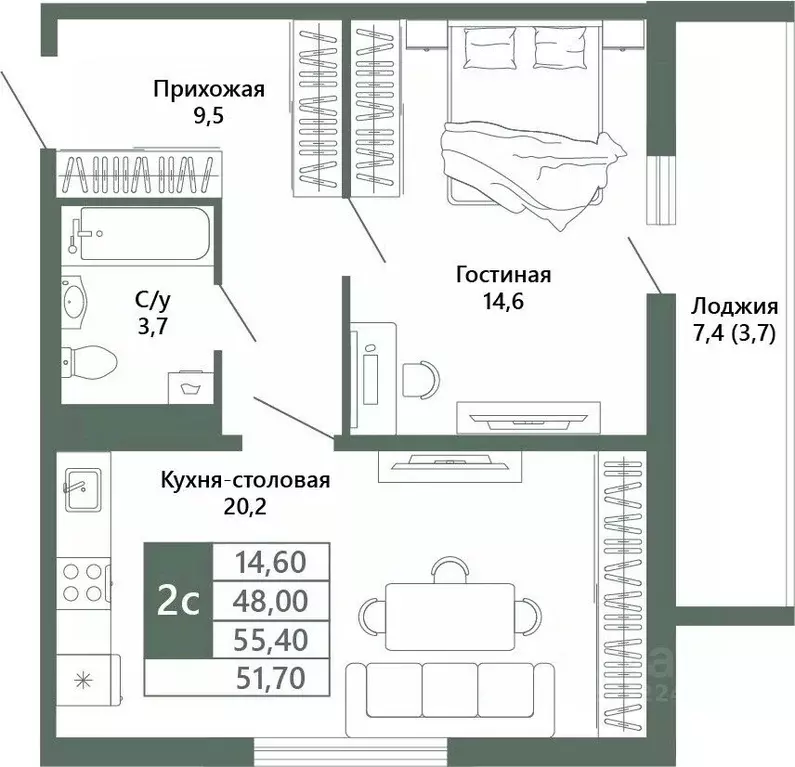 1-к кв. Кемеровская область, Кемерово 64-й мкр, Лучи жилой комплекс ... - Фото 2