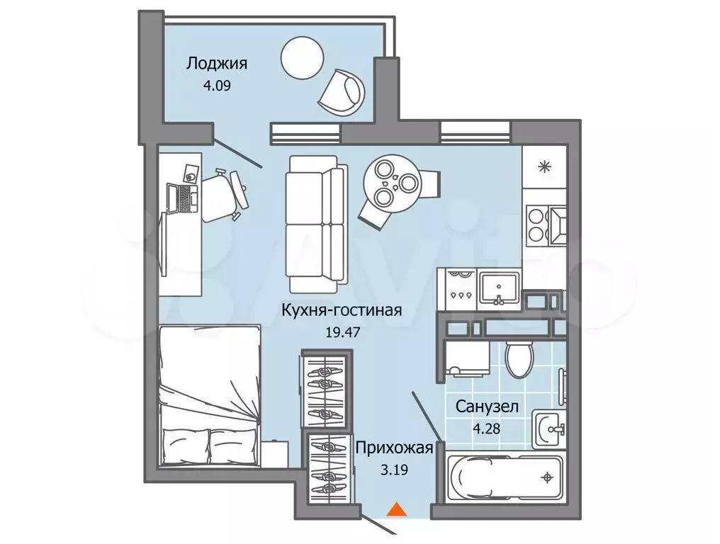Квартира-студия, 29 м, 6/8 эт. - Фото 0
