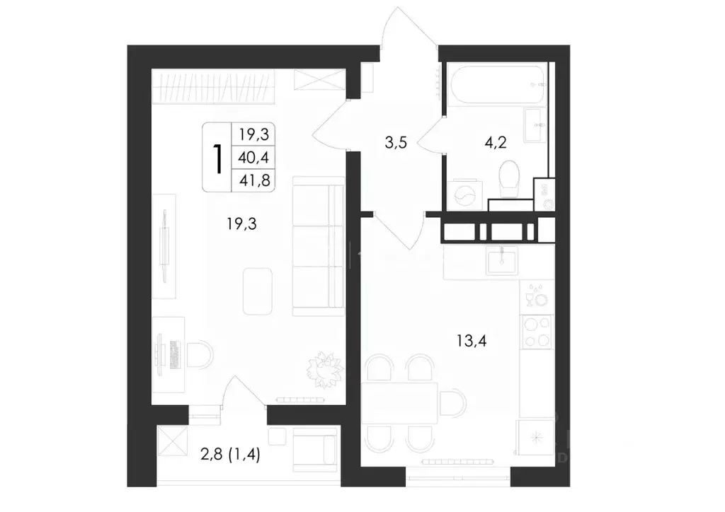 1-к кв. Воронежская область, Воронеж ул. Загоровского, 5/3 (41.8 м) - Фото 0