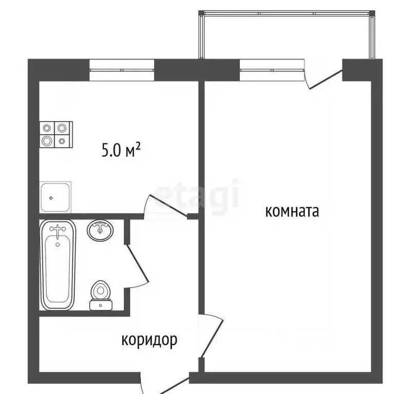 1-к кв. Тамбовская область, Тамбов Астраханская ул., 179 (29.8 м) - Фото 0
