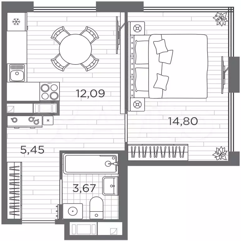 1-к. квартира, 36 м, 3/5 эт. - Фото 0