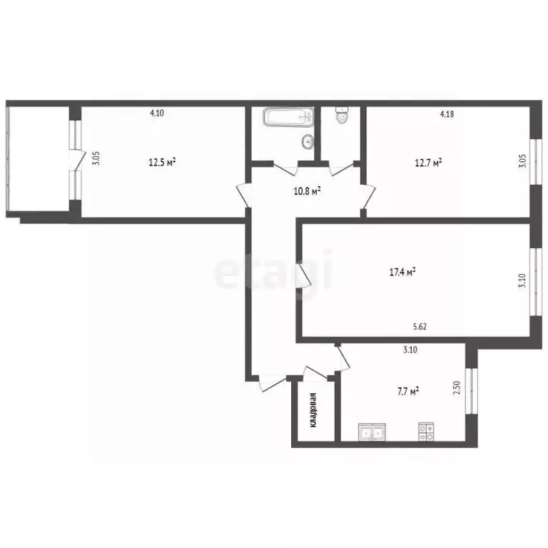 3-к кв. Челябинская область, Челябинск ул. Хохрякова, 30 (66.2 м) - Фото 2