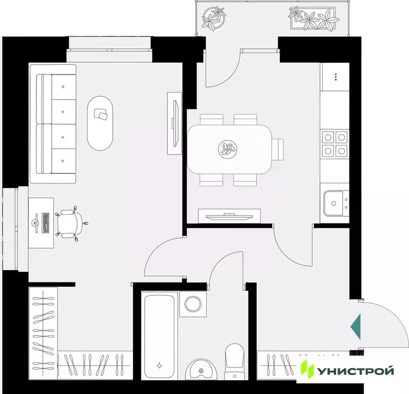 1-к кв. Татарстан, Казань 38-й кв-л,  (41.13 м) - Фото 1