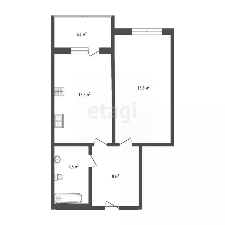 1-к кв. Тюменская область, Тюмень ул. Мельникайте, 2к3 (42.2 м) - Фото 0