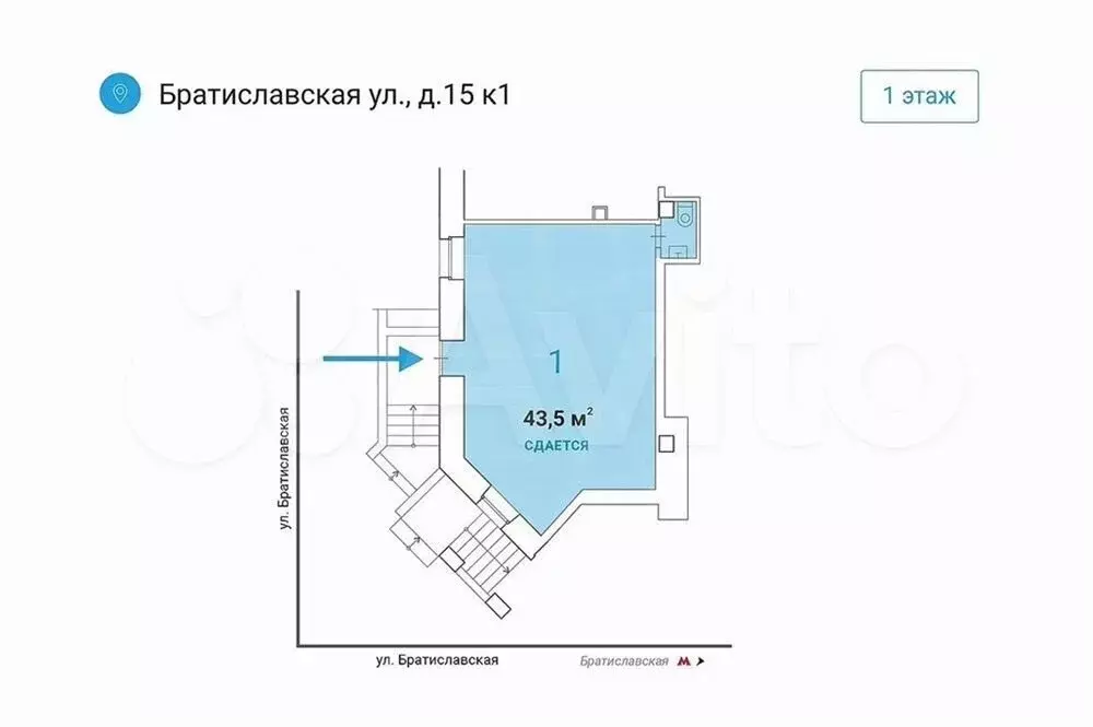 Продажа торговой площади 43.5 м2 м. Братиславская в ЮВАО - Фото 0