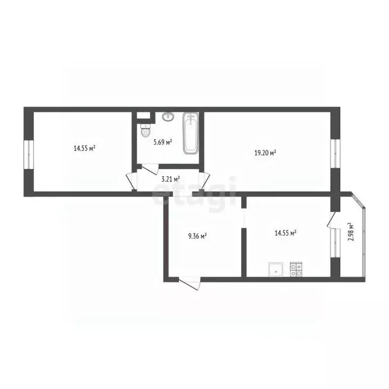 2-к кв. Тюменская область, Тюмень Кремлевская ул., 110к3 (66.0 м) - Фото 2