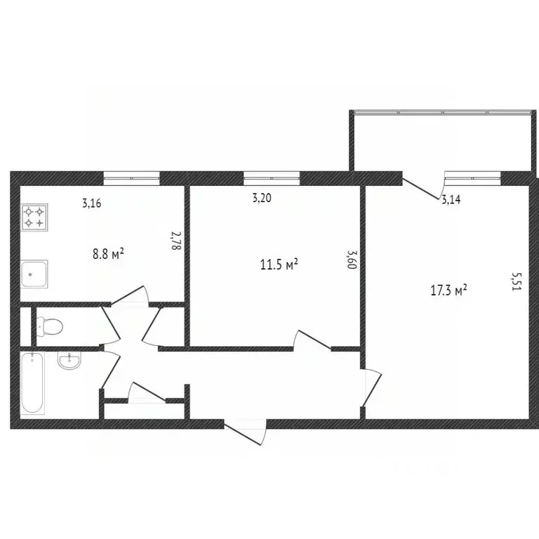 2-к кв. Белгородская область, Белгород 10-й мкр, ул. 60 лет Октября, 8 ... - Фото 2