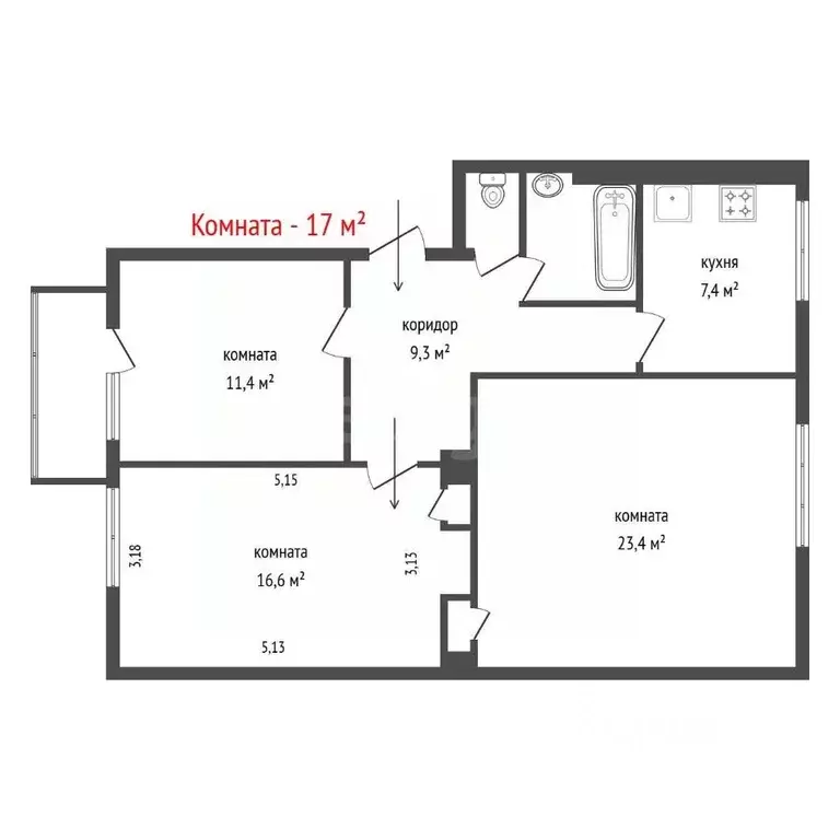 Комната Свердловская область, Екатеринбург ул. Ильича, 5 (17.0 м) - Фото 2