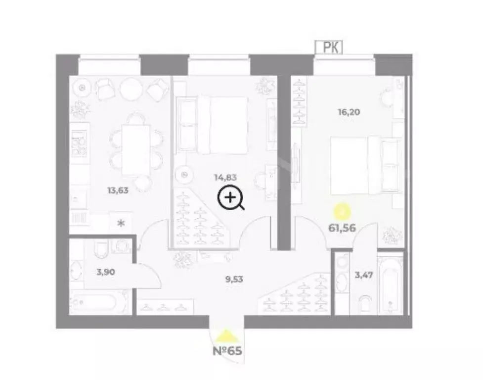 2-комнатная квартира: Чапаевск, улица Гастелло, 6 (61.5 м) - Фото 1