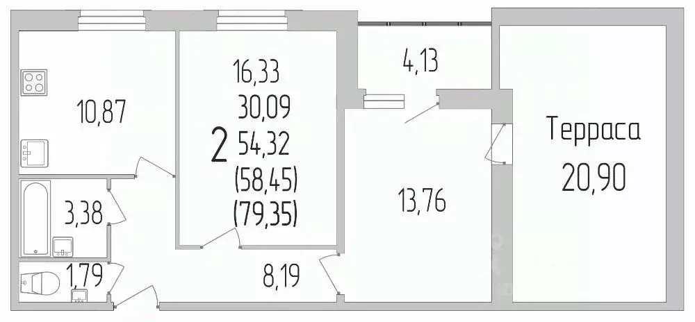 2-к кв. Белгородская область, Белгород ул. Лермонтова, 29А (79.5 м) - Фото 1