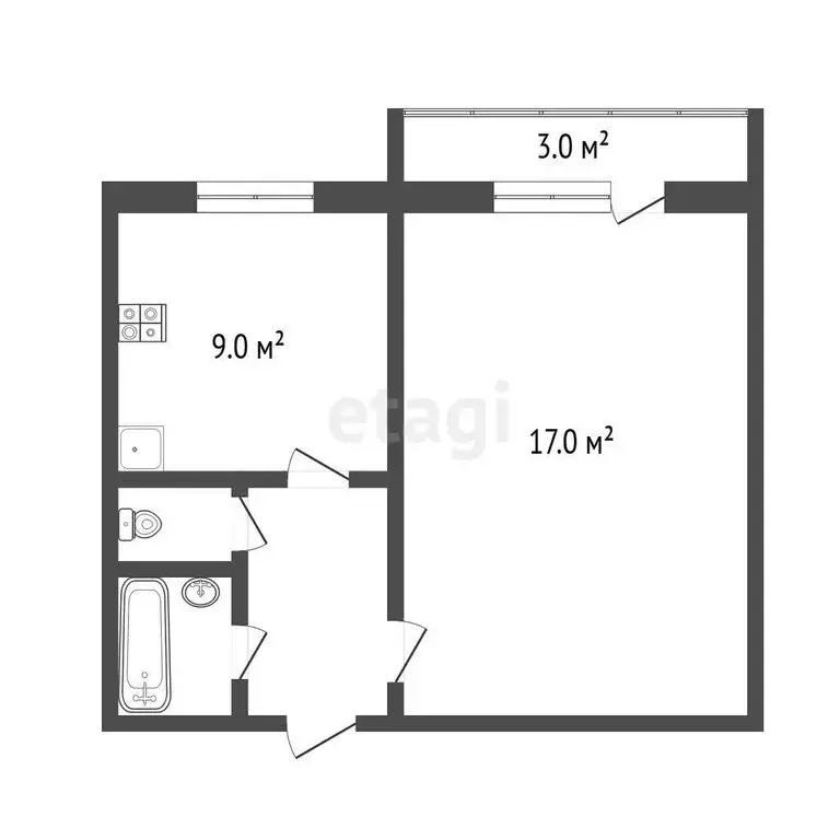 1-комнатная квартира: Челябинск, улица Академика Королёва, 26 (32.7 м) - Фото 1