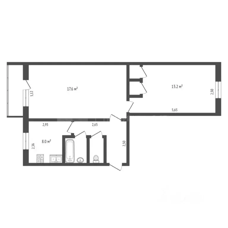 2-к кв. Тюменская область, Тюмень ул. Пермякова, 2а (43.0 м) - Фото 1
