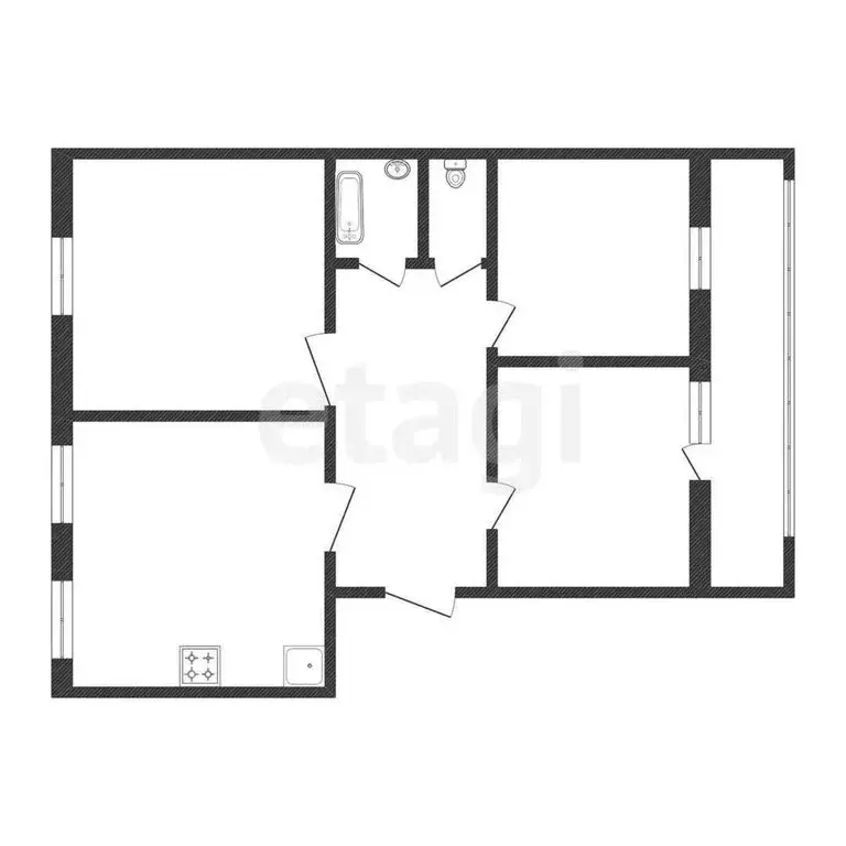 4-комнатная квартира: Белгород, улица Губкина, 55 (75 м) - Фото 1