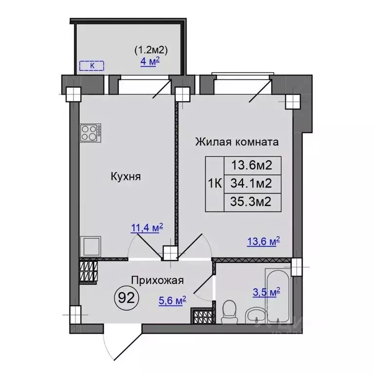 1-к кв. Псковская область, Псковский район, Завеличенская волость, д. ... - Фото 1