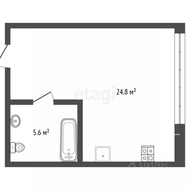 Студия Крым, Ялта ул. Киевская, 44 (30.4 м) - Фото 2