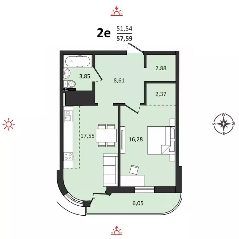 2-к кв. Хабаровский край, Хабаровск ул. Быстринская, 2 (57.59 м) - Фото 0