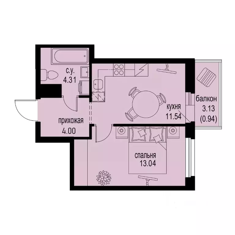 1-к кв. Ленинградская область, Мурино Всеволожский район,  (33.83 м) - Фото 1