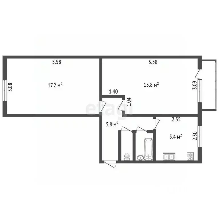 2-к кв. Ленинградская область, Всеволожск ул. Вокка, 6к2 (47.0 м) - Фото 0