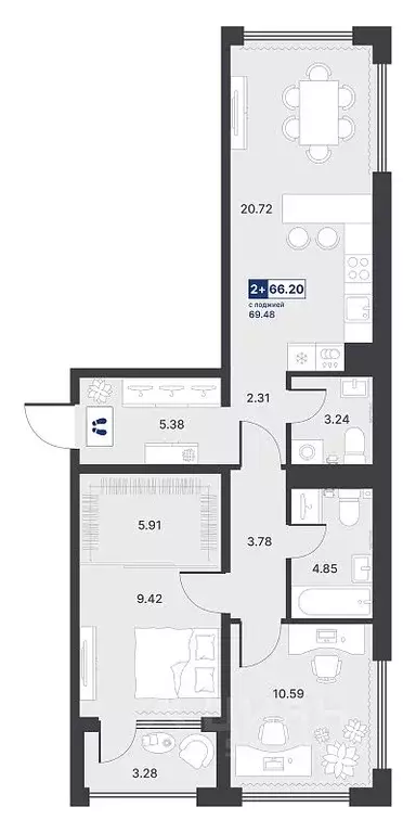 2-к кв. Тюменская область, Тюмень Парфеновская горка жилой комплекс ... - Фото 1