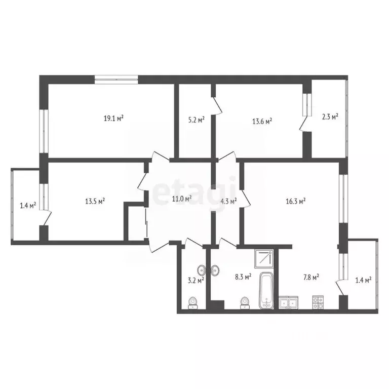 4-к кв. Марий Эл, Йошкар-Ола ул. Карла Маркса, 124 (101.9 м) - Фото 2