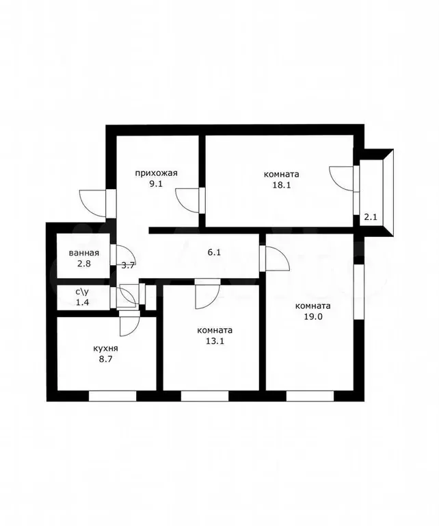 3-к. квартира, 83 м, 3/4 эт. - Фото 0
