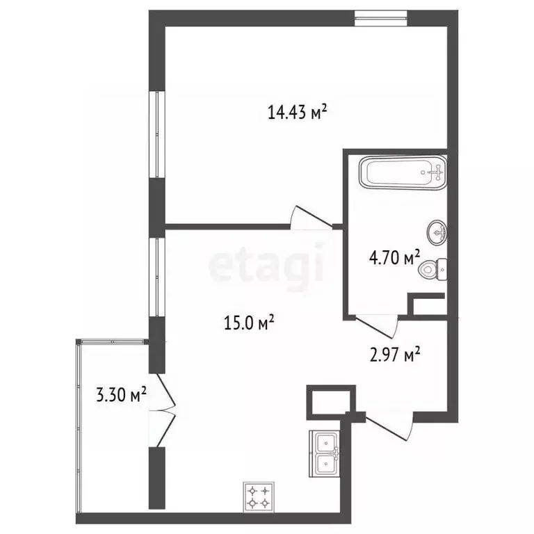 2-к кв. Ленинградская область, Кудрово г. Всеволожский район, ... - Фото 2