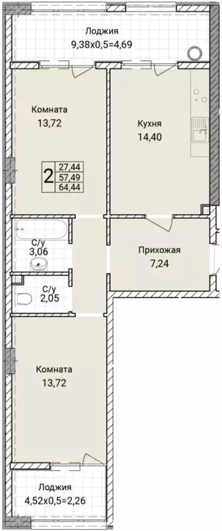 2-к кв. Севастополь ул. Братьев Манганари, 30к1 (64.44 м) - Фото 0