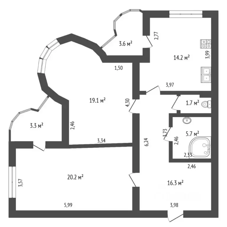 2-к кв. Тюменская область, Тюмень ул. Малыгина, 4 (76.0 м) - Фото 1