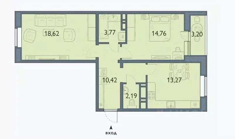 2-к кв. брянская область, брянск просп. станке димитрова, 67к7 (64.63 . - Фото 1