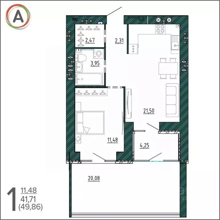 1-к кв. Брянская область, Брянск ул. Ульянова (49.86 м) - Фото 0