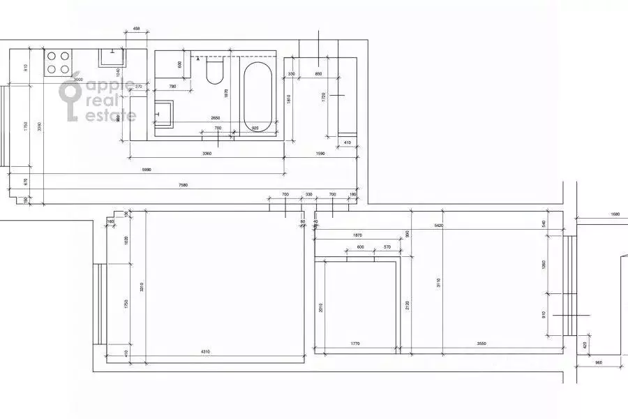 Квартира, 2 комнаты, 57.8 м - Фото 2