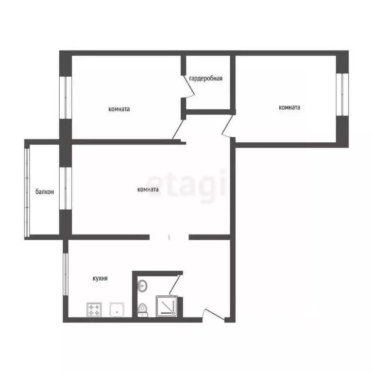 3-к кв. Курганская область, Курган ул. Гоголя, 129 (57.8 м) - Фото 2