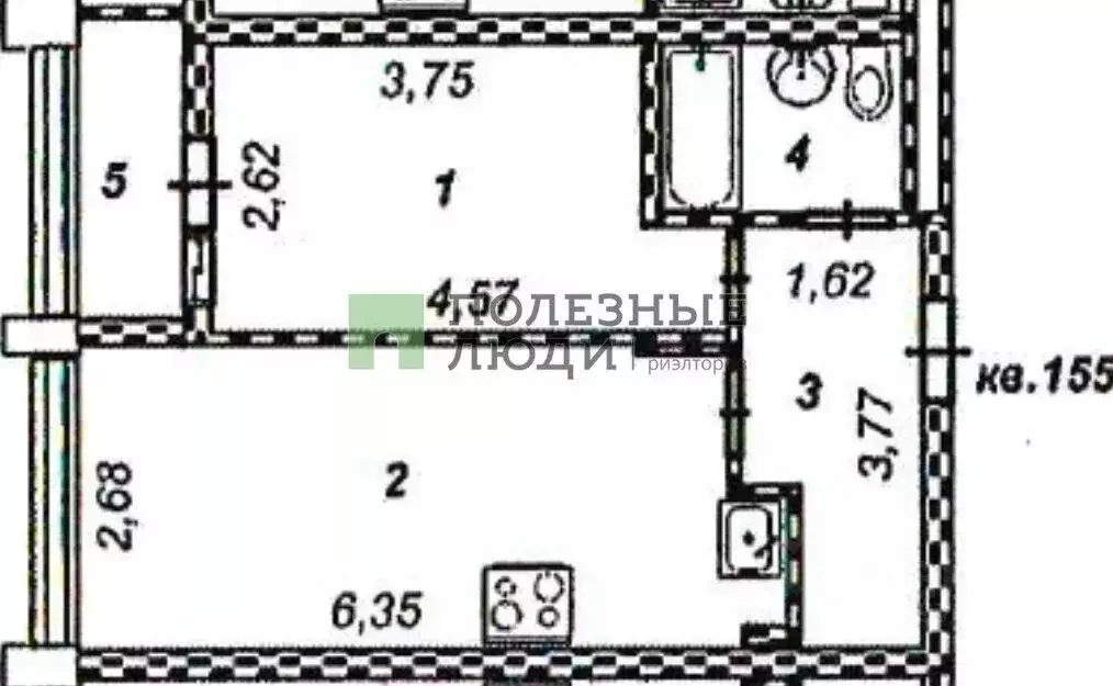 1-к кв. Белгородская область, Белгород Славянская ул., 7 (35.5 м) - Фото 2