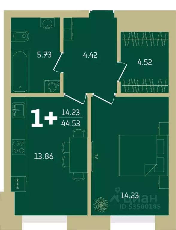 1-к кв. Башкортостан, Уфа Революционная ул., 39/4 (44.53 м) - Фото 1