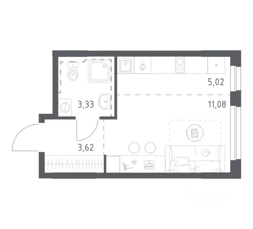 Студия Башкортостан, Уфа Дема жилрайон, Новая Дема жилой комплекс, ... - Фото 1