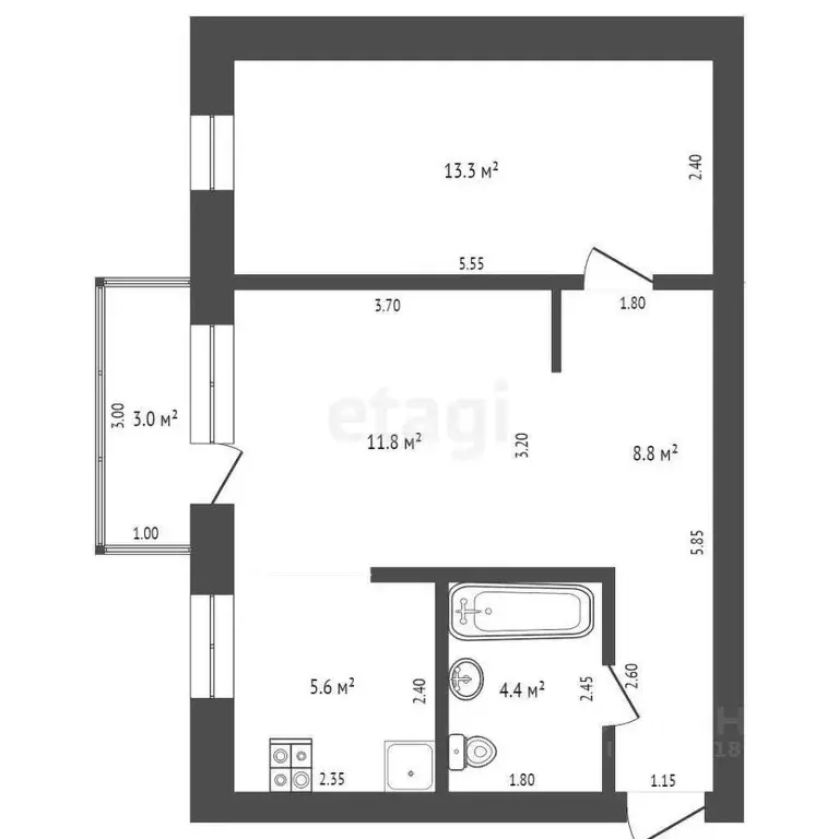 2-к кв. Ростовская область, Новошахтинск Харьковская ул., 60 (43.9 м) - Фото 0