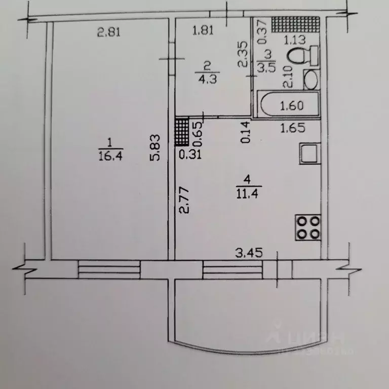1-к кв. Саха (Якутия), Якутск ул. Ойунского, 31/2 (36.0 м) - Фото 1
