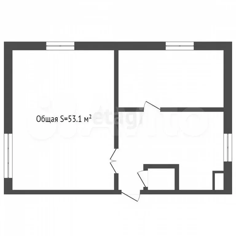 2-к. квартира, 53,1 м, 2/2 эт. - Фото 0