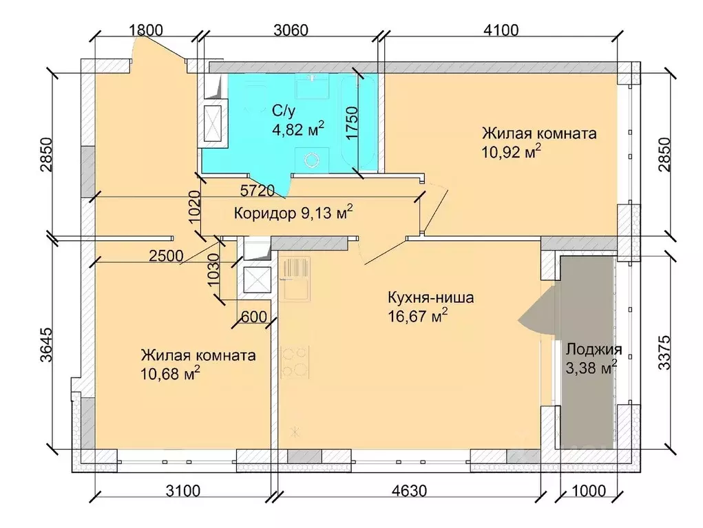 3-к кв. Кемеровская область, Кемерово ул. Дружбы, 9 (55.34 м) - Фото 1