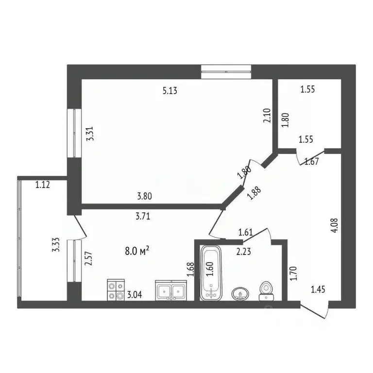 2-к кв. Тамбовская область, Тамбов Мичуринская ул., 82 (39.6 м) - Фото 1
