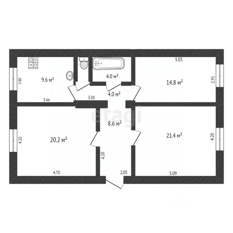 3-к кв. Амурская область, Благовещенск ул. Ленина, 153 (83.8 м) - Фото 1