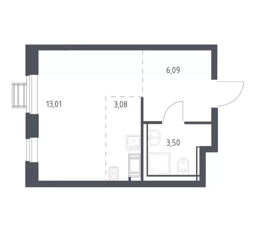 Квартира-студия: село Ям, улица Мезенцева, 16 (25.4 м) - Фото 1