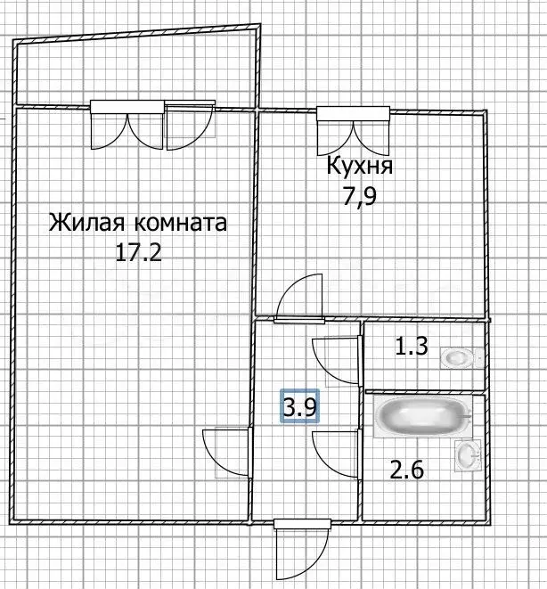 1-к. квартира, 32,9 м, 7/9 эт. - Фото 0