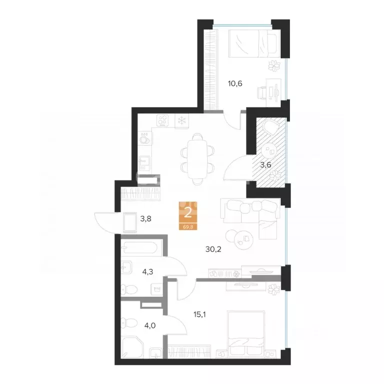 2-к кв. Курская область, Курск ул. Бойцов 9-й Дивизии, 2 (69.8 м) - Фото 1
