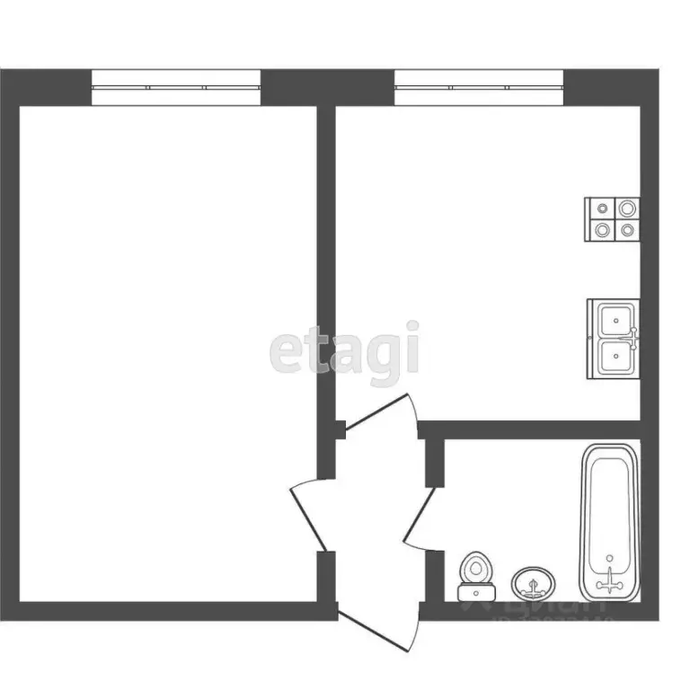 1-к кв. Тюменская область, Тюмень Олимпийская ул., 8 (34.3 м) - Фото 2