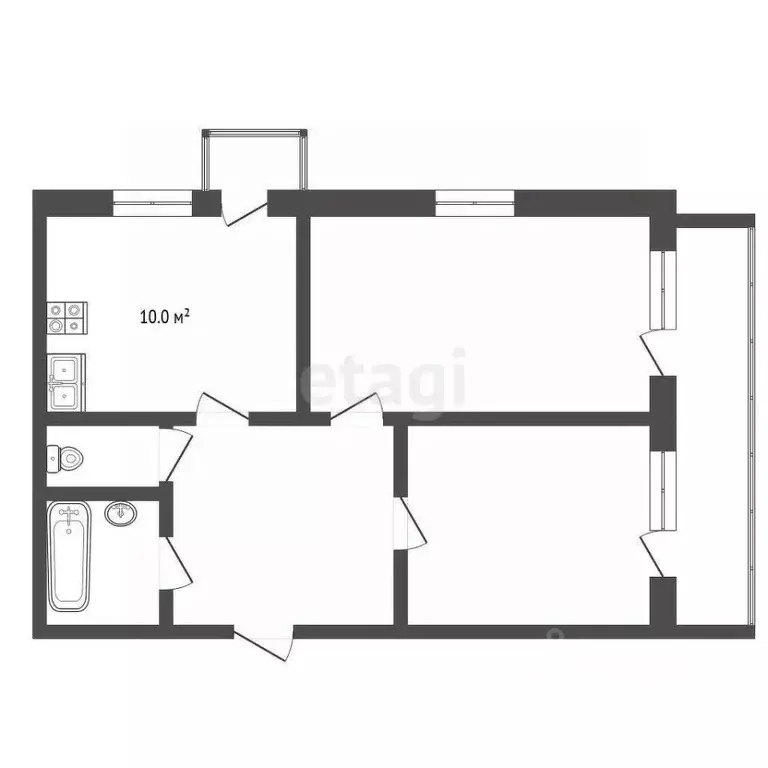 2-к кв. Крым, Бахчисарай ул. Фрунзе, 46А (46.9 м) - Фото 0