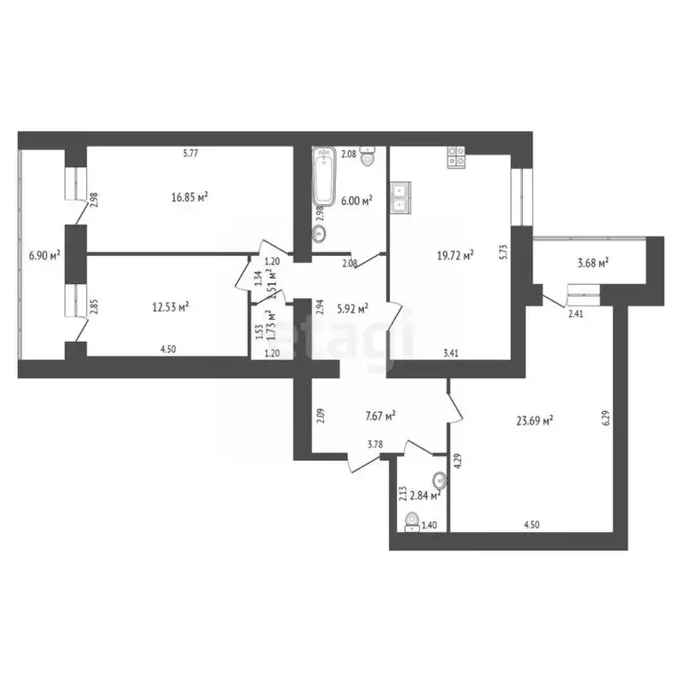3-к кв. Костромская область, Кострома Профсоюзная ул., 8А (106.0 м) - Фото 2