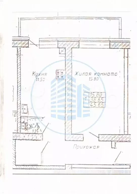 1-к. квартира, 38,6 м, 5/5 эт. - Фото 0