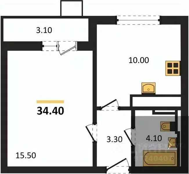 1-к кв. Воронежская область, Воронеж ул. Загоровского, 5/4 (34.4 м) - Фото 0